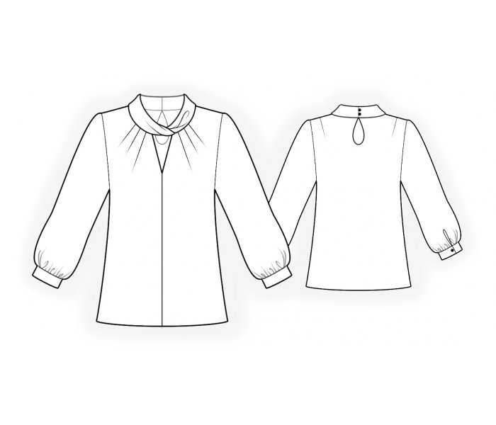 blouse with decorative collar - 缝纫纸样 #4733