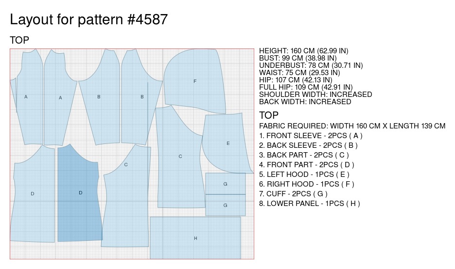 Hooded Tunic - Sewing Pattern #4587. Made-to-measure sewing pattern ...