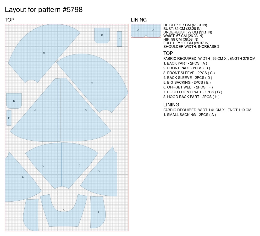 Poncho With Hood - Sewing Pattern #5798. Made-to-measure sewing pattern ...