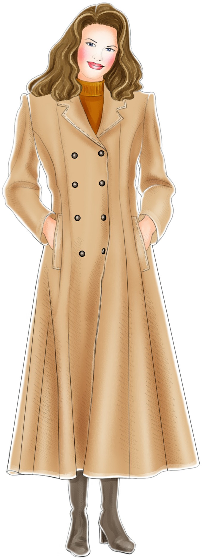 Long Coat With Shawl Collar - Sewing Pattern #5006. Made-to-measure ...