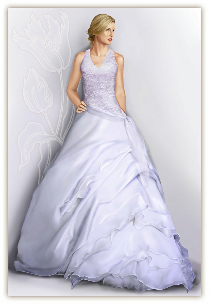  Wedding  Dress  With Multi Layered  Assymetrical Skirt 