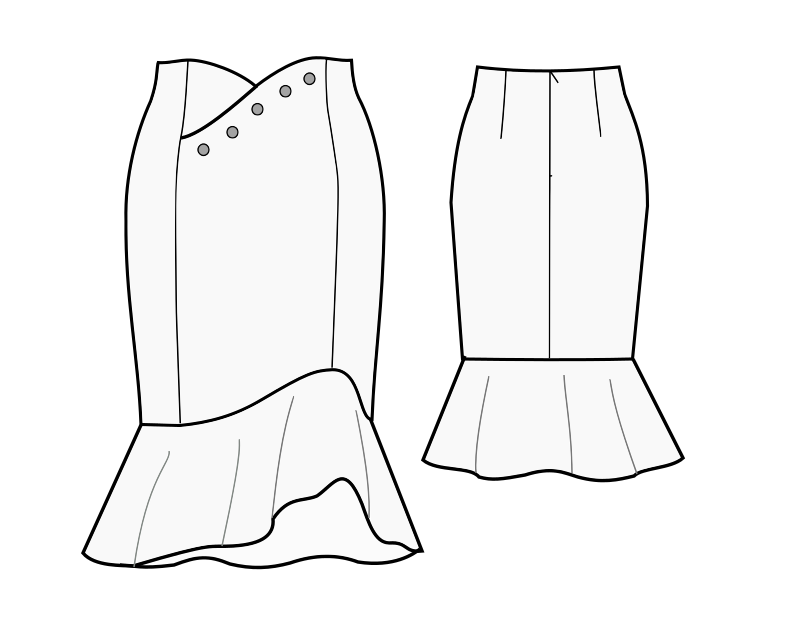 High Waisted Skirt With Flounce In The Back - Sewing Pattern #S3005 ...