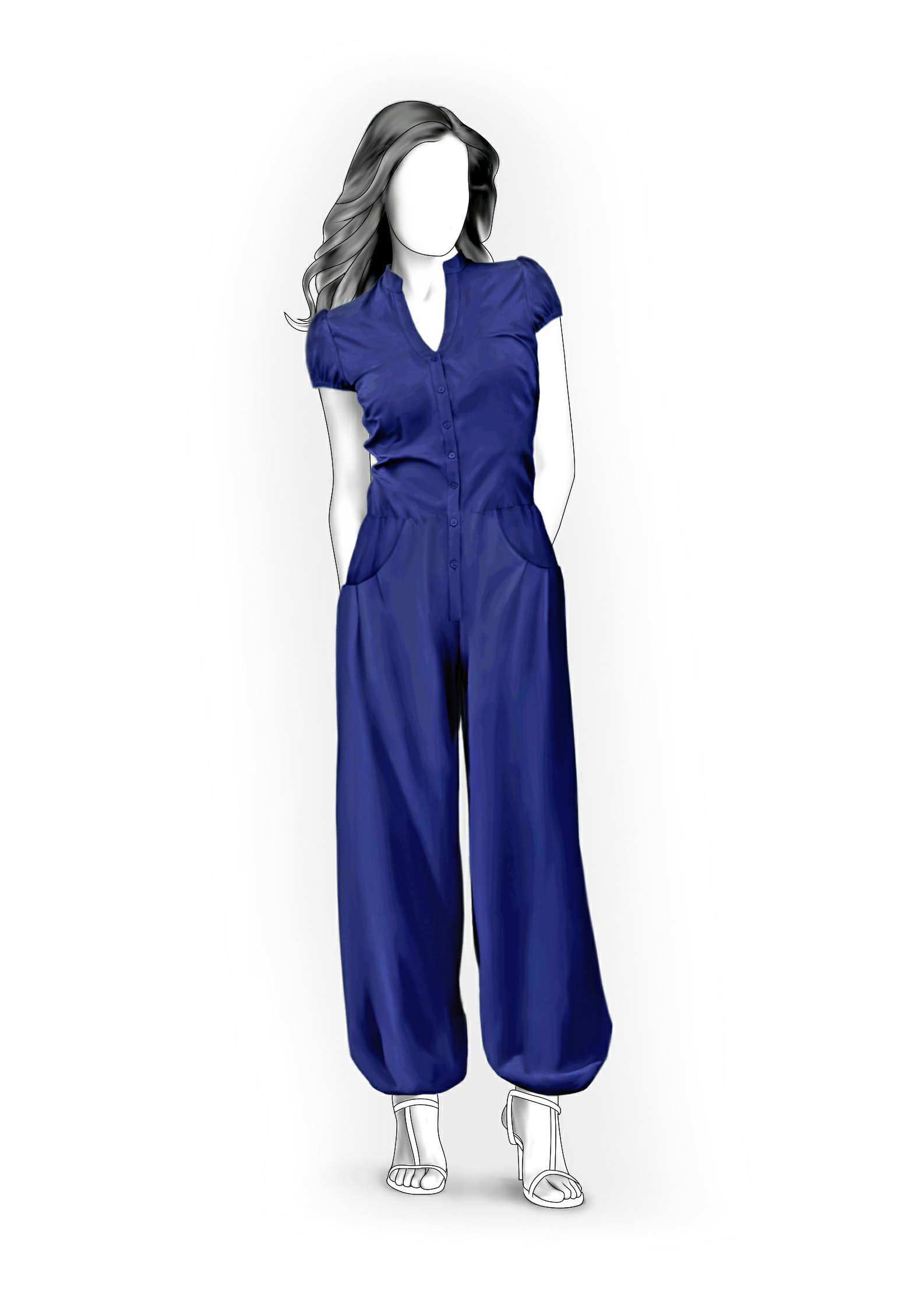 Jumpsuit With Decorative Pockets - Sewing Pattern #4044. Made-to ...
