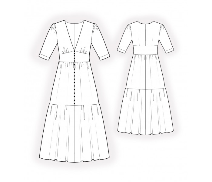 Dress With A 2-Tiered Skirt - Sewing Pattern #2124. Made-to-measure ...