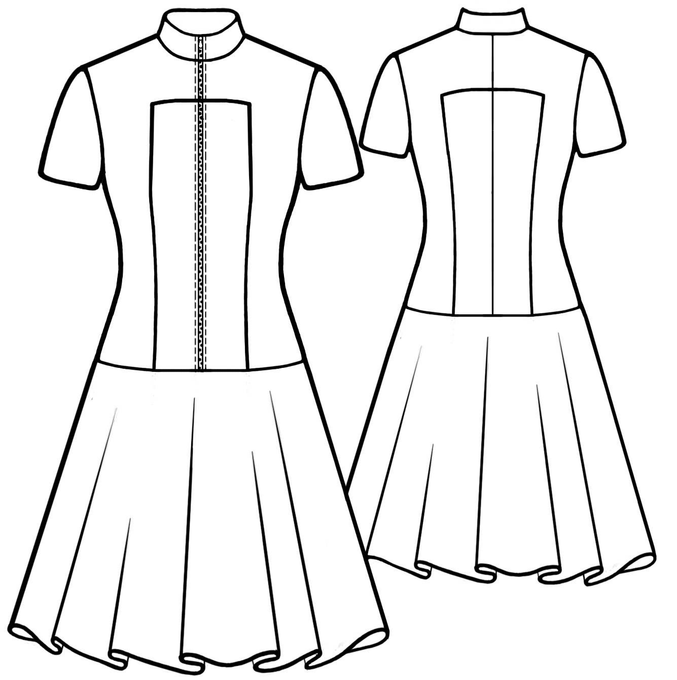 Short Sleeved Dress With Zipper Sewing Pattern 5590 Made to measure Sewing Pattern From