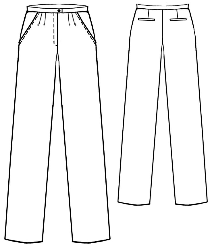 Pants With Pockets And Tucks - Sewing Pattern #5004. Made-to-measure ...
