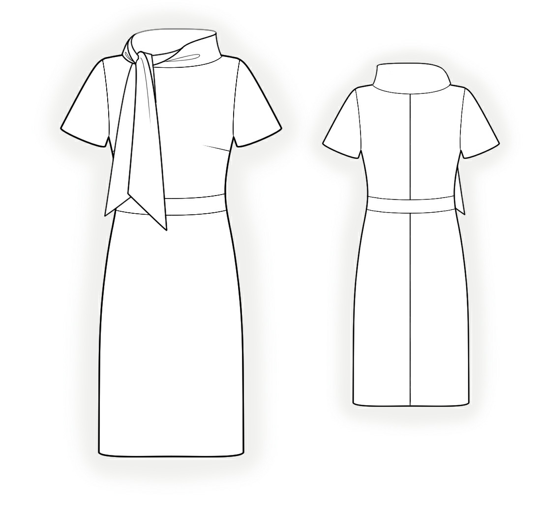 Dress With Tie Collar - Sewing Pattern #4315. Made-to-measure sewing ...