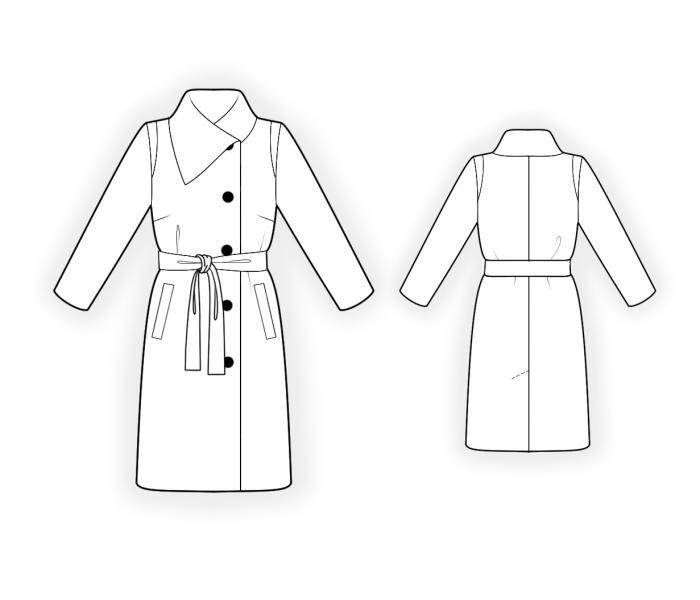 Coat With Assymmetric Collar - Sewing Pattern #4483. Made-to-measure ...
