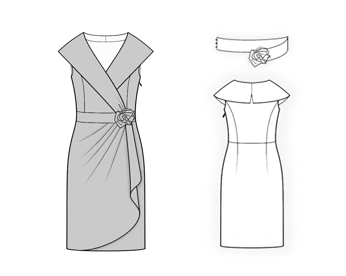 Dress With Shawl Collar - Sewing Pattern #4110. Made-to-measure sewing ...