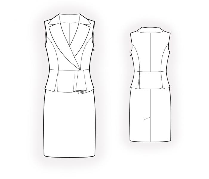 Dress With Vest Imitation - Sewing Pattern #4500. Made-to-measure ...