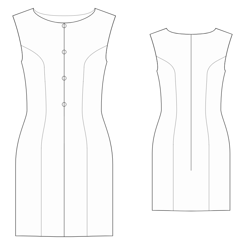 Dress With Buttoned Slit In Front - Sewing Pattern #S4004. Made-to ...