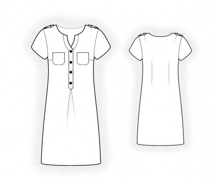 Dress With Placket And Shoulder Straps - Sewing Pattern #4835. Made-to ...