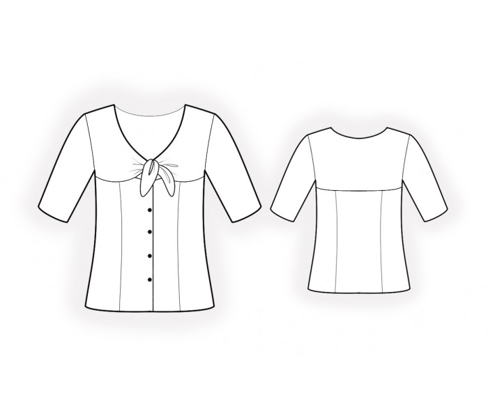 Blouse With Ties - Sewing Pattern #4940. Made-to-measure sewing pattern ...