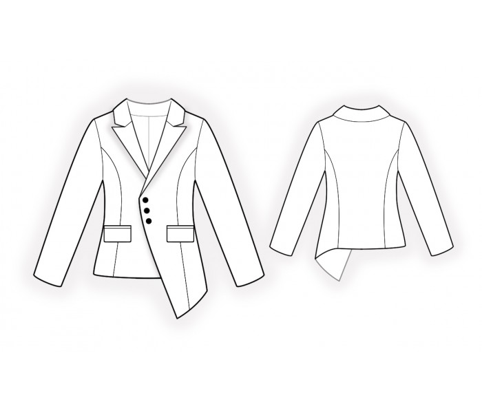 Asymmetrical Jacket - Sewing Pattern #2243. Made-to-measure sewing pattern  from Lekala with free online download.