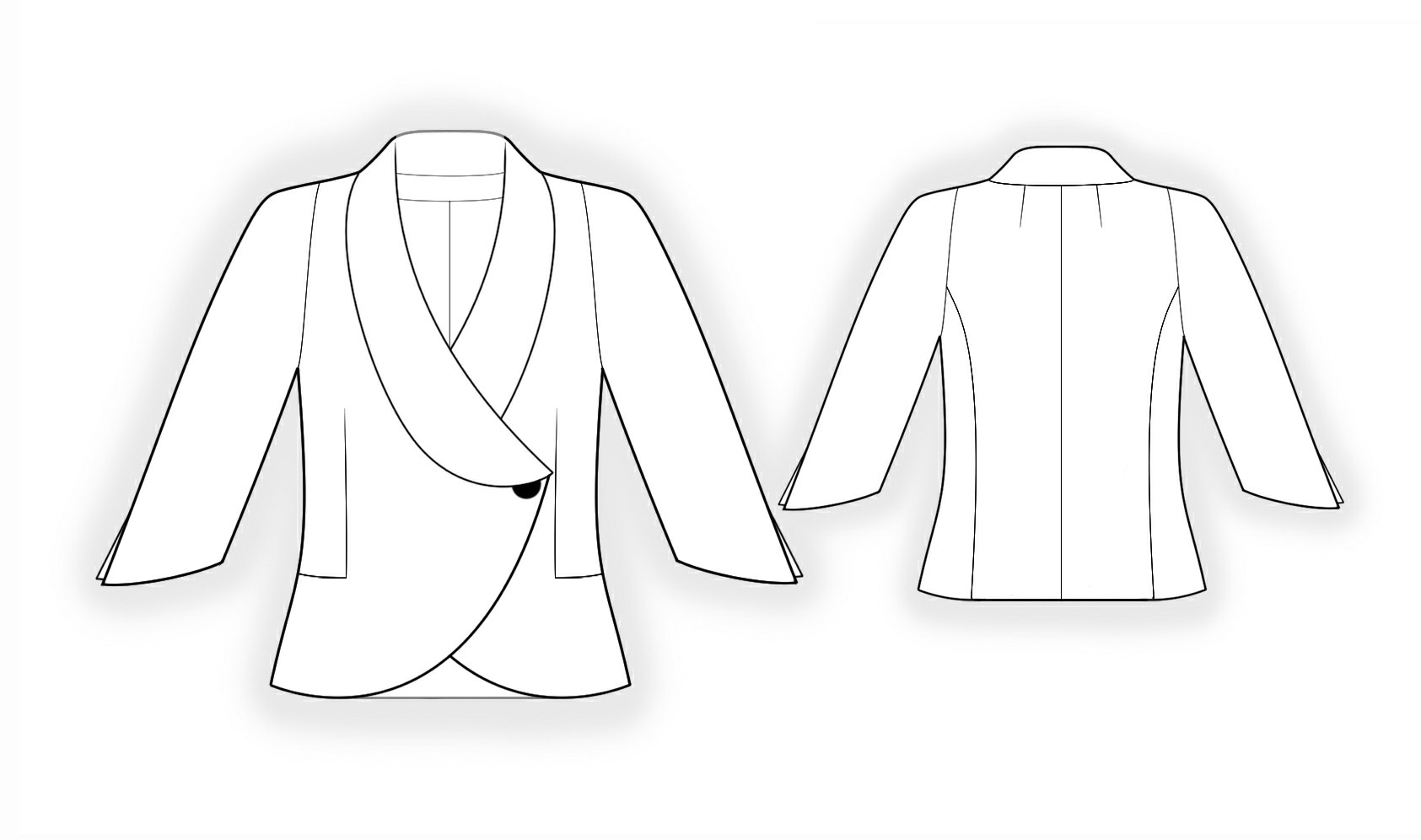 Jacket With Shawl Collar - Sewing Pattern #5992. Made-to-measure sewing ...