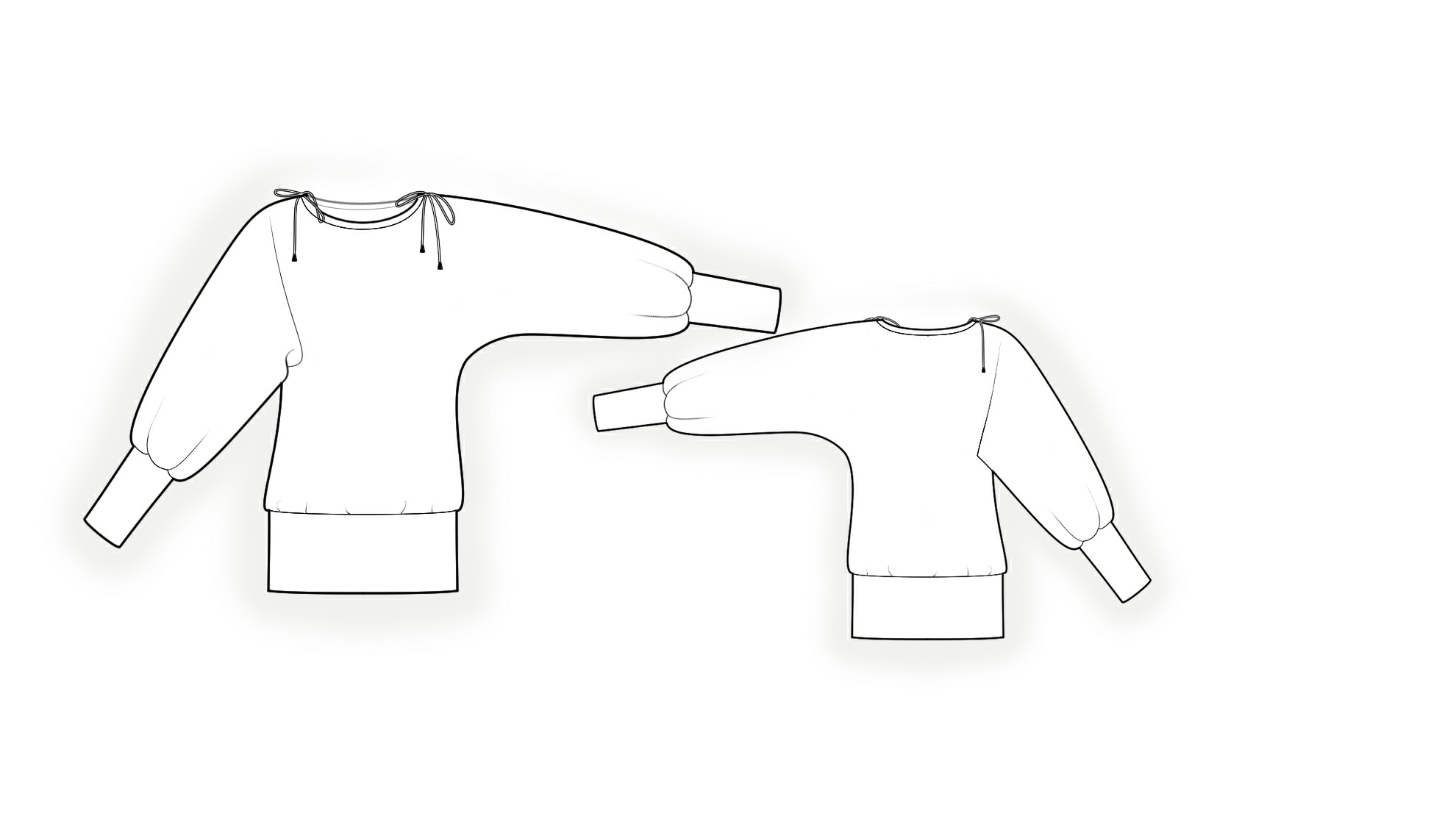 Эскиз блузы с цельнокроеным рукавом